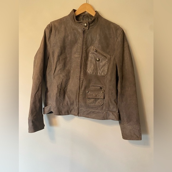 Shimmer Grey Danier Leather Jacket - Picture 1 of 5